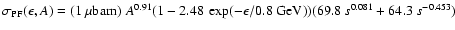 $\sigma_{{\rm PF}}(\epsilon,A) = (1~\mu{\rm barn})~A^{0.91}(1 - 2.48~\exp(-\epsilon/0.8~{\rm GeV}))(69.8~s^{0.081} + 64.3~s^{-0.453})$