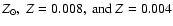 ${Z_{\odot},~Z=0.008,~{\rm and}~Z=0.004}$