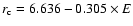 $r_{\rm c}=6.636-0.305\times E$