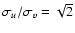 $\sigma_u/\sigma_v=\sqrt{2}$
