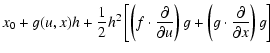 $\displaystyle x_0 + g(u,x) h + \frac{1}{2}h^2 \left[
\left( f \cdot \frac{\part...
...partial u}\right)g +
\left( g \cdot \frac{\partial}{\partial x}\right)g
\right]$