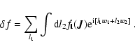 \begin{displaymath}\delta f = \sum_{l_1} \int {\rm d} l_2 f_{\rm {\bf l}} ({\vec J})
{\rm e}^{{\rm i}[l_1 w_1 + l_2 w_2]}~.
\end{displaymath}