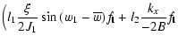 $\displaystyle \Big( l_1 \frac{\xi}{2J_1}\sin{(w_1-\overline{w})}
f_{\rm {\bf l}} + l_2 \frac{k_{x}}{-2B} f_{\rm {\bf l}}$