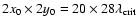 $2 x_0 \times 2 y_0 = 20 \times 28 \lambda _{\rm crit}$