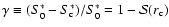 $\gamma\equiv(S^*_0-S^*_{\rm c})/S^*_0=1-{\cal S}(r_{\rm c})$
