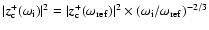 $\vert\vec{z}^+_{\rm c}(\omega_{\rm i})\vert^2=\vert\vec{
z}^+_{\rm c}(\omega_{\rm ref})\vert^2\times(\omega_{\rm i}/\omega_{\rm ref})^{-2/3}$