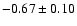 $-0.67\pm0.10$