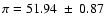 $\pi = 51.94~\pm~0.87$