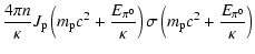 $\displaystyle \frac{ 4 \pi n}{\kappa} J_{\rm p}\left(m_{\rm p} c^2+
\frac{E_{\pi^0}}{\kappa}\right) \sigma\left(m_{\rm p} c^2+
\frac{E_{\pi^0}}{\kappa}\right)$