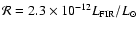 ${\cal R} = 2.3 \times 10^{-12} L_{\rm FIR}/L_\odot$