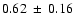 $0.62~\pm~0.16$