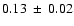 $0.13~\pm~0.02$