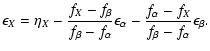$\displaystyle \epsilon_X=\eta_X-\frac{f_X-f_\beta}{f_\beta-f_\alpha}\epsilon_\alpha-
\frac{f_\alpha-f_X}{f_\beta-f_\alpha}\epsilon_\beta.$