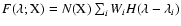 $F(\lambda;{\rm X})=N({\rm X})\sum_i W_i H(\lambda-\lambda_i)$