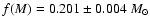 $f(M) =
0.201 \pm 0.004 ~M_{\odot}$