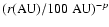 $(r({\rm AU})/100~{\rm AU})^{-p}$