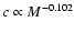 $c \propto M^{-0.102}$