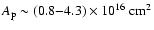 $A_{\rm p} \sim (0.8{-}4.3) \times 10^{16}~{\rm cm^2}$