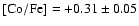 $\rm [Co/Fe] = +0.31\pm 0.05$