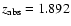$z{_{\rm abs}} = 1.892$
