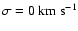 $\sigma=0~ {\rm km~ s}^{-1}$