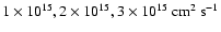 $1 \times 10^{15}, 2 \times 10^{15}, 3 \times 10^{15} ~
{\rm cm^2~s^{-1}}$