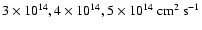 $3 \times 10^{14}, 4 \times 10^{14}, 5 \times 10^{14} ~
{\rm cm^2~s^{-1}}$