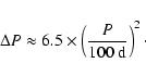 \begin{displaymath}\Delta P \approx 6.5 \times \left(\frac{P}{100~ {\rm d}}\right)^2\cdot
\end{displaymath}