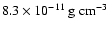 $8.3 \times 10^{-11}~{\rm g}~{\rm cm}^{-3}$