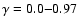 $\gamma = 0.0 {-} 0.97$