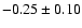 $ -0.25\pm0.10$
