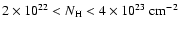 $2\times10^{22}<N_{\rm H} <4\times 10^{23}~\rm cm^{-2}$