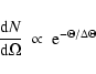 \begin{displaymath}\frac{{\rm d}N}{\rm d\Omega}~ \propto ~ {\rm e}^{-\Theta/\Delta \Theta}
\end{displaymath}