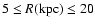 $5\le R {\rm (kpc)} \le 20$