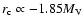 $r_{\rm c} \propto -1.85M_{\rm V}$