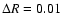 $\Delta R = 0.01$