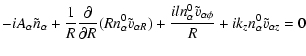 $\displaystyle -iA_\alpha \tilde{n}_\alpha + \frac{1}{R}\frac{\partial }{\partia...
...}^{0}\tilde{v}_{\alpha \phi}}{R}
+ i k_z n_{\alpha}^{0} \tilde{v}_{\alpha z}= 0$
