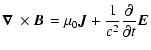 $\displaystyle \mbox{\boldmath$\nabla$ }\times {\vec B}^{}= \mu_0{\vec J} + \frac{1}{c^2}\frac{\partial }{\partial t}{\vec E}^{}$