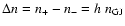 $\Delta n = n_{+} - n_{-} = h~n_{\rm GJ}$