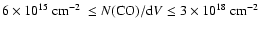 $6 \times 10^{15} ~{\rm cm^{-2}}\ \leq N{\rm (CO)/d}V \leq 3
\times 10^{18} ~{\rm cm^{-2}}$