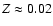 $Z\approx 0.02$