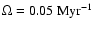 $\Omega=0.05{\rm ~ Myr}^{-1}$