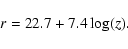 \begin{displaymath}r=22.7+7.4\log(z).
\end{displaymath}