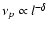 $\nu_p \propto l^{-\delta}$