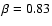 $\beta=0.83$