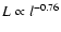 $L \propto l^{-0.76}$