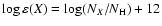 $\log \varepsilon(X)=\log (N_{X} / N_{\rm H}) + 12$