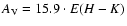 ${A_{\rm V}}=15.9 \cdot E(H-K)$