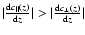 $\vert\frac{{\rm d}c_{\Vert}(z)}{{\rm d}z}\vert>\vert\frac{{\rm d}c_{\bot}(z)}{{\rm d}z}\vert$