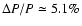 $\Delta P/P \simeq 5.1\%$